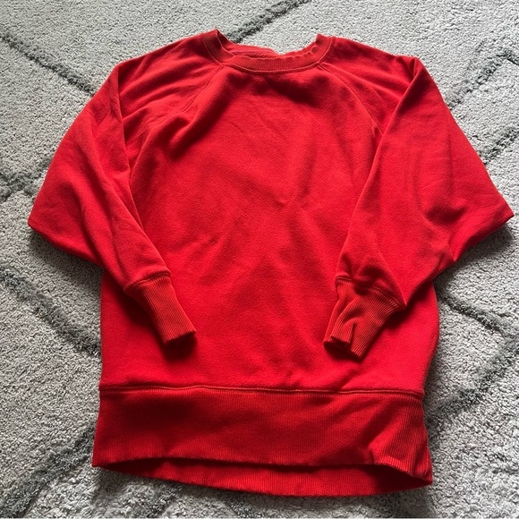 aerie Tops - Aerie sweatshirt red fuzzy fleece lined oversized Crewneck pullover XXS